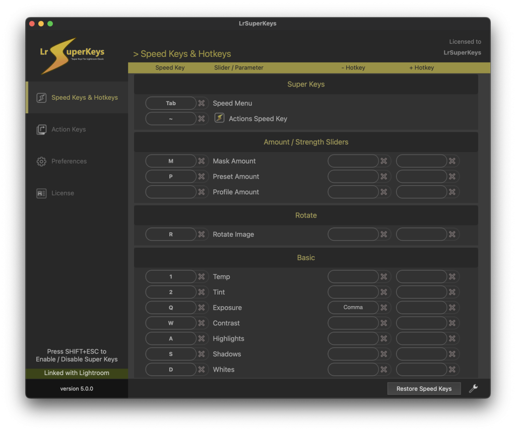 Hotkeys and shortcuts for Lightroom Classic