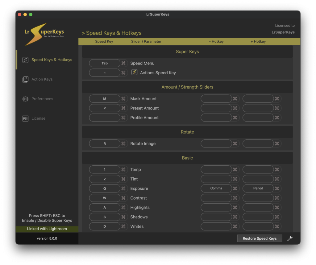 Hotkeys and shortcuts for Lightroom Classic