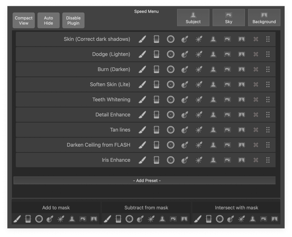 Lightroom Speed Menu